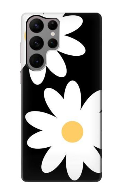 W2315 Daisy White Flowers Hard Case and Leather Flip Case For Samsung Galaxy S23 Ultra