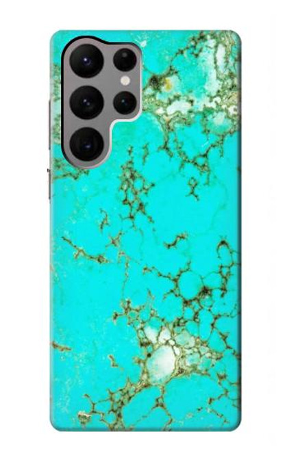 W2377 Turquoise Gemstone Texture Graphic Printed Hard Case and Leather Flip Case For Samsung Galaxy S23 Ultra