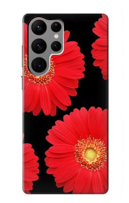 W2478 Red Daisy flower Hard Case and Leather Flip Case For Samsung Galaxy S23 Ultra