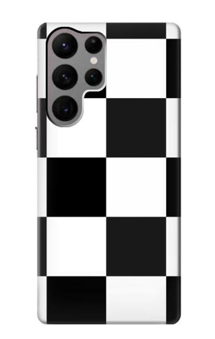 W2492 Black and White Check Hard Case and Leather Flip Case For Samsung Galaxy S23 Ultra