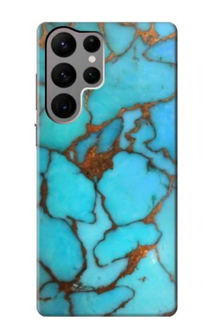 W2685 Aqua Turquoise Gemstone Graphic Printed Hard Case and Leather Flip Case For Samsung Galaxy S23 Ultra