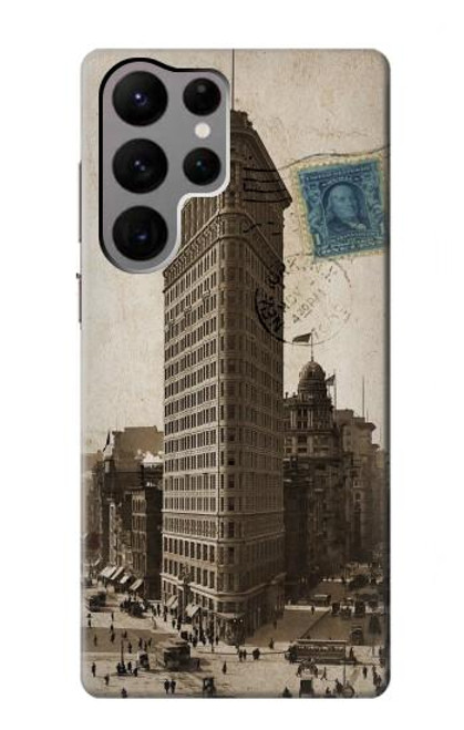 W2832 New York 1903 Flatiron Building Postcard Hard Case and Leather Flip Case For Samsung Galaxy S23 Ultra