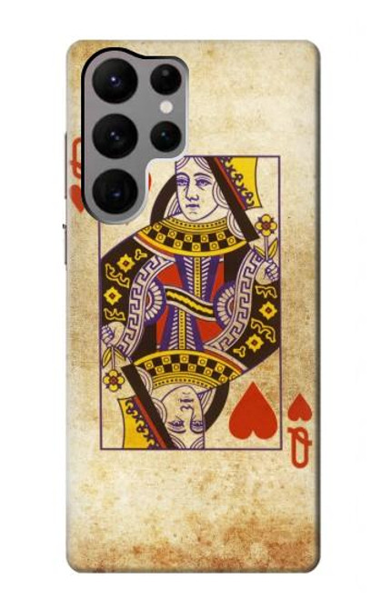 W2833 Poker Card Queen Hearts Hard Case and Leather Flip Case For Samsung Galaxy S23 Ultra