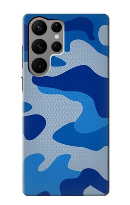W2958 Army Blue Camo Camouflage Hard Case and Leather Flip Case For Samsung Galaxy S23 Ultra