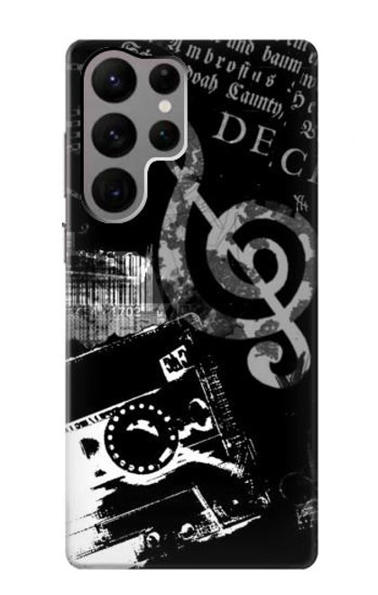 W3197 Music Cassette Note Hard Case and Leather Flip Case For Samsung Galaxy S23 Ultra
