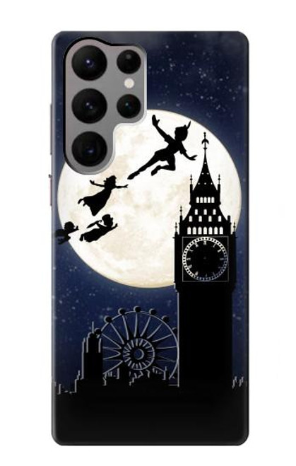 W3249 Peter Pan Fly Full Moon Night Hard Case and Leather Flip Case For Samsung Galaxy S23 Ultra