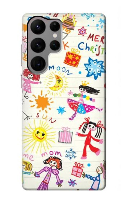 W3280 Kids Drawing Hard Case and Leather Flip Case For Samsung Galaxy S23 Ultra