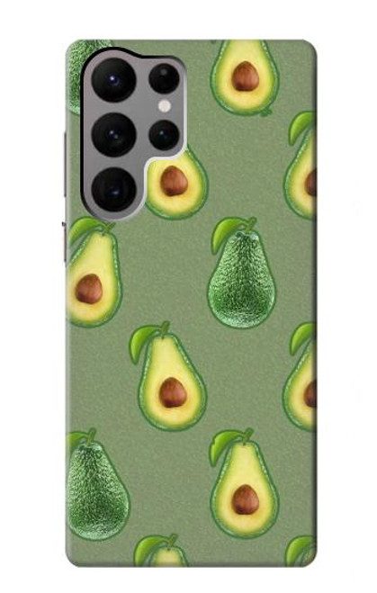 W3285 Avocado Fruit Pattern Hard Case and Leather Flip Case For Samsung Galaxy S23 Ultra