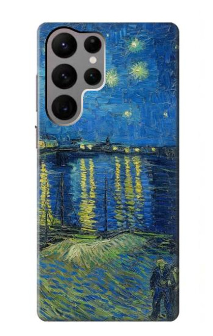 W3336 Van Gogh Starry Night Over the Rhone Hard Case and Leather Flip Case For Samsung Galaxy S23 Ultra