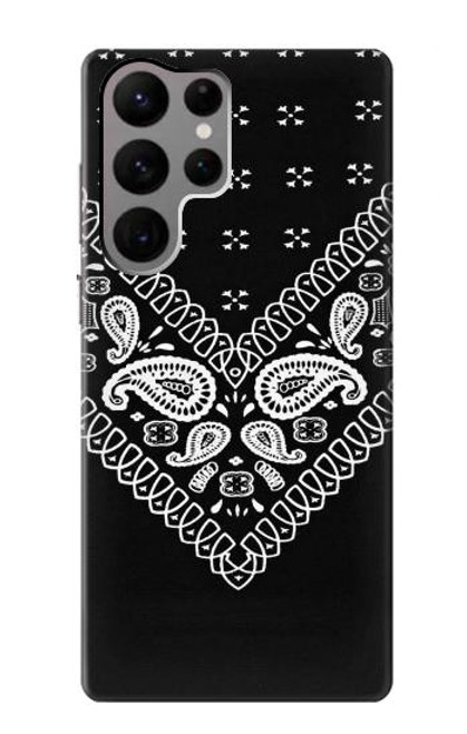 W3363 Bandana Black Pattern Hard Case and Leather Flip Case For Samsung Galaxy S23 Ultra