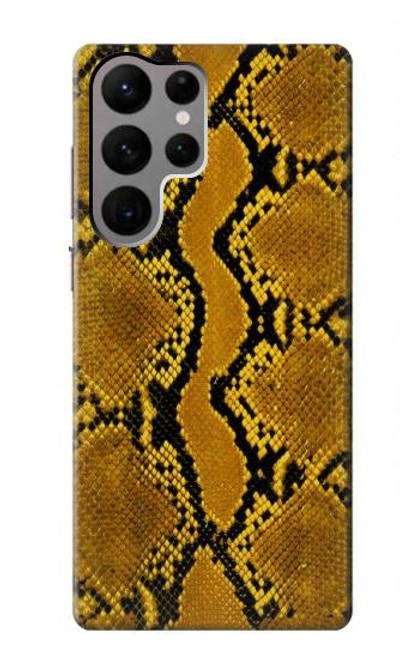 W3365 Yellow Python Skin Graphic Print Hard Case and Leather Flip Case For Samsung Galaxy S23 Ultra