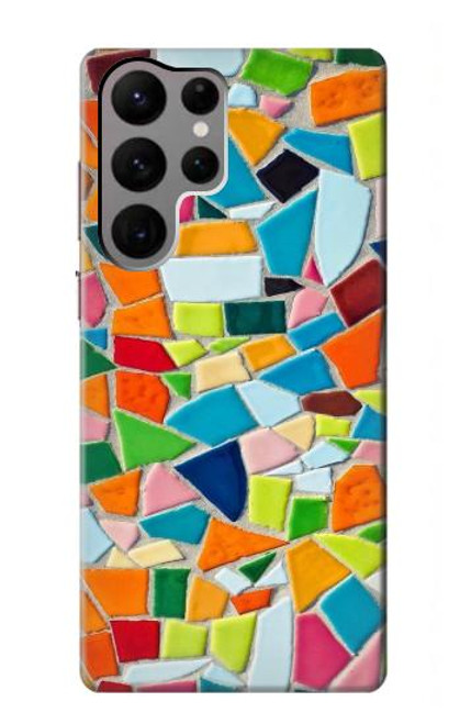W3391 Abstract Art Mosaic Tiles Graphic Hard Case and Leather Flip Case For Samsung Galaxy S23 Ultra