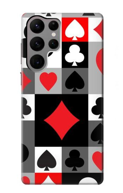 W3463 Poker Card Suit Hard Case and Leather Flip Case For Samsung Galaxy S23 Ultra