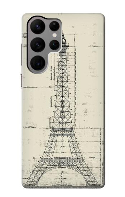 W3474 Eiffel Architectural Drawing Hard Case and Leather Flip Case For Samsung Galaxy S23 Ultra