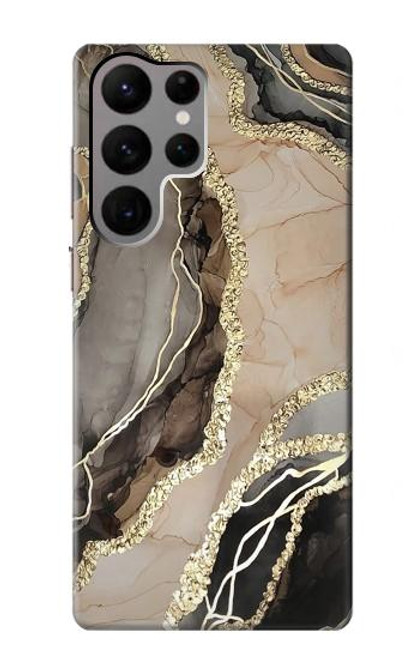 W3700 Marble Gold Graphic Printed Hard Case and Leather Flip Case For Samsung Galaxy S23 Ultra
