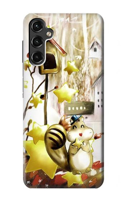 W0109 Cute Squirrel Cartoon Hard Case and Leather Flip Case For Samsung Galaxy A14 5G