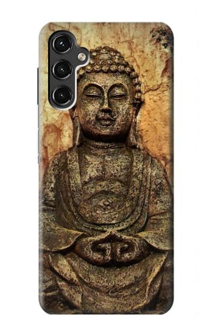 W0344 Buddha Rock Carving Hard Case and Leather Flip Case For Samsung Galaxy A14 5G