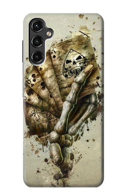 W0550 Skull Card Poker Hard Case and Leather Flip Case For Samsung Galaxy A14 5G