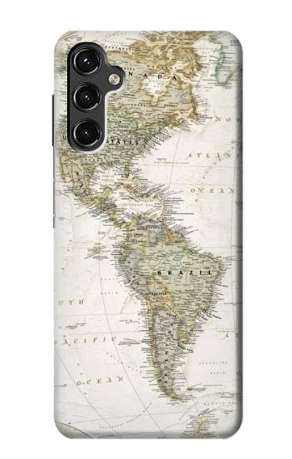 W0604 World Map Hard Case and Leather Flip Case For Samsung Galaxy A14 5G