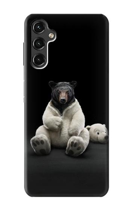 W0878 Black Bear Hard Case and Leather Flip Case For Samsung Galaxy A14 5G