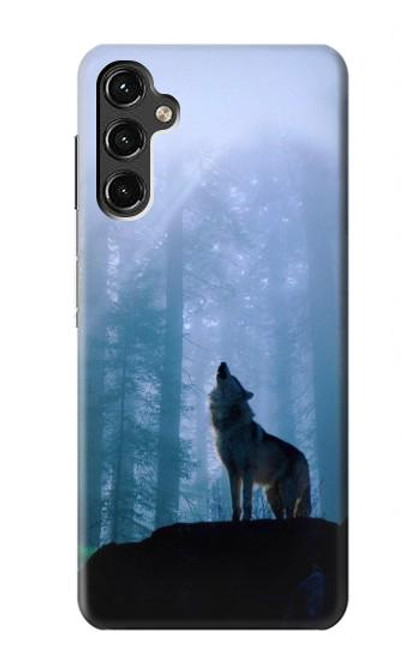 W0935 Wolf Howling in Forest Hard Case and Leather Flip Case For Samsung Galaxy A14 5G