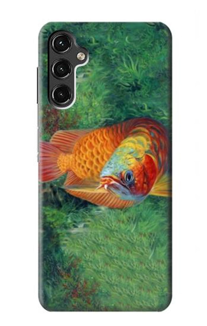 W1157 Red Arowana Fish Hard Case and Leather Flip Case For Samsung Galaxy A14 5G