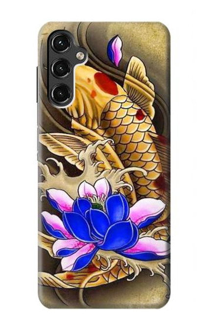 W1604 Carp Koi Fish Japanese Tattoo Hard Case and Leather Flip Case For Samsung Galaxy A14 5G