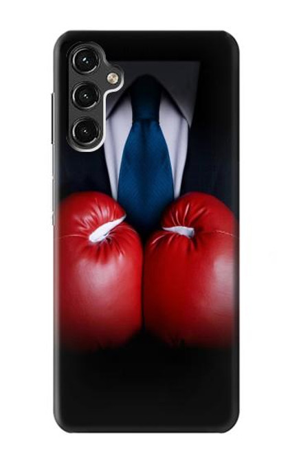 W2261 Businessman Black Suit With Boxing Gloves Hard Case and Leather Flip Case For Samsung Galaxy A14 5G