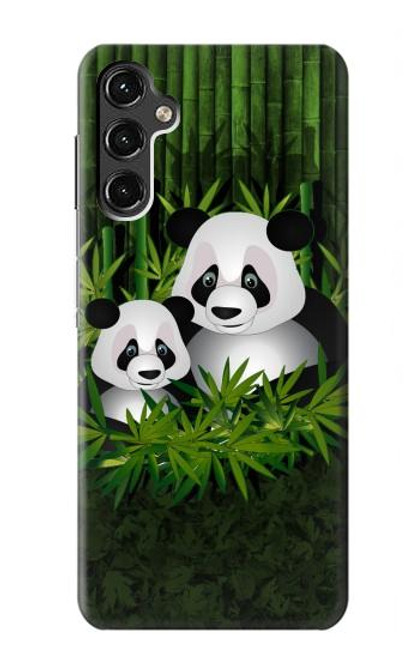 W2441 Panda Family Bamboo Forest Hard Case and Leather Flip Case For Samsung Galaxy A14 5G