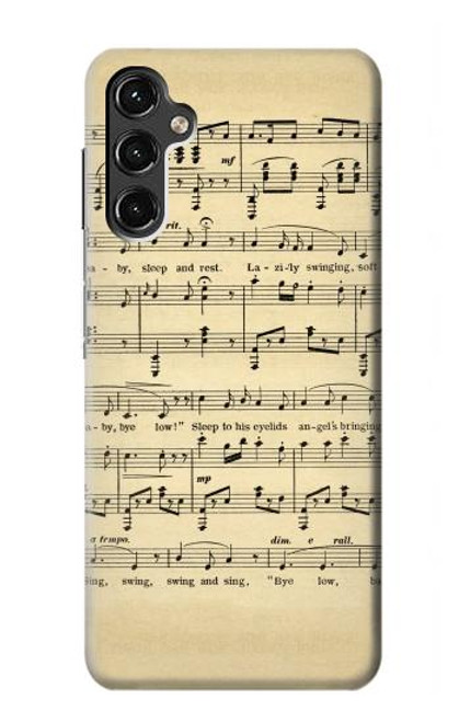 W2504 Vintage Music Sheet Hard Case and Leather Flip Case For Samsung Galaxy A14 5G