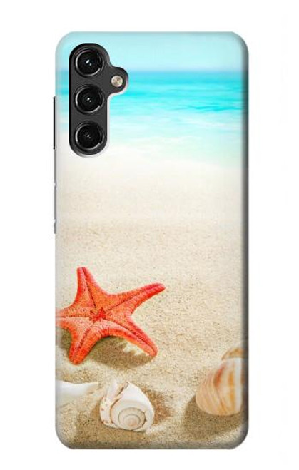 W3212 Sea Shells Starfish Beach Hard Case and Leather Flip Case For Samsung Galaxy A14 5G