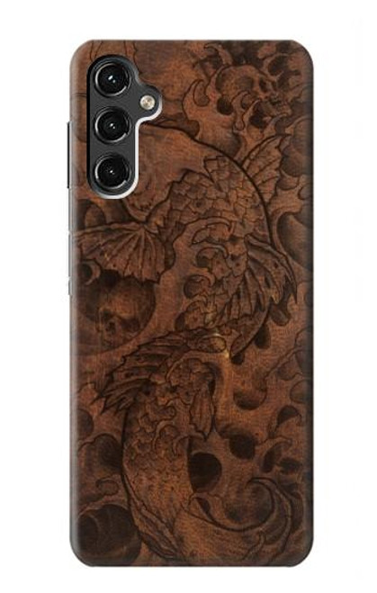 W3405 Fish Tattoo Leather Graphic Print Hard Case and Leather Flip Case For Samsung Galaxy A14 5G