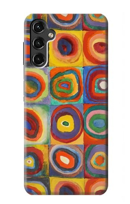 W3409 Squares Concentric Circles Hard Case and Leather Flip Case For Samsung Galaxy A14 5G