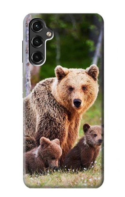W3558 Bear Family Hard Case and Leather Flip Case For Samsung Galaxy A14 5G