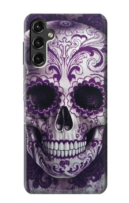 W3582 Purple Sugar Skull Hard Case and Leather Flip Case For Samsung Galaxy A14 5G