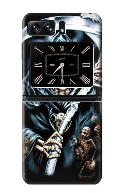 W0295 Grim Reaper Hard Case and Leather Flip Case For Motorola Moto Razr 2022