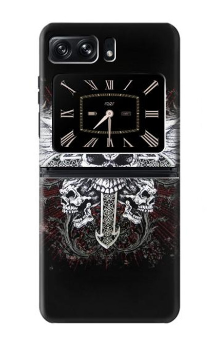 W1434 Skull Wing Tattoo Biker Hard Case and Leather Flip Case For Motorola Moto Razr 2022