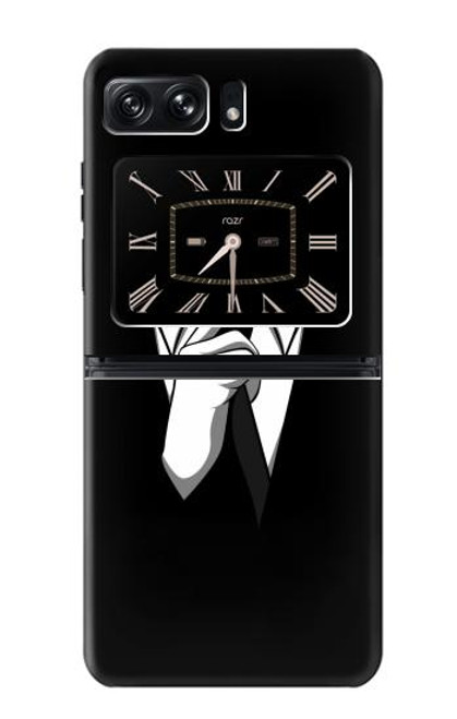 W1591 Anonymous Man in Black Suit Hard Case and Leather Flip Case For Motorola Moto Razr 2022