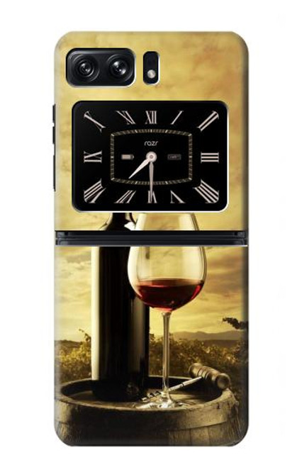 W2042 A Grape Vineyard Grapes Bottle Red Wine Hard Case and Leather Flip Case For Motorola Moto Razr 2022