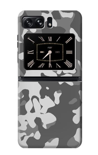 W2186 Gray Camo Camouflage Graphic Printed Hard Case and Leather Flip Case For Motorola Moto Razr 2022