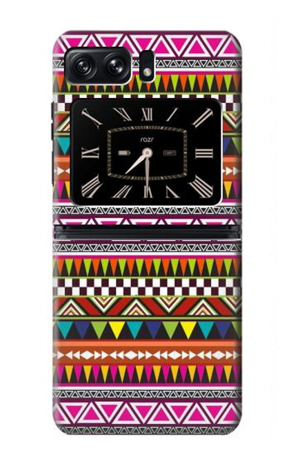 W2292 Aztec Tribal Pattern Hard Case and Leather Flip Case For Motorola Moto Razr 2022