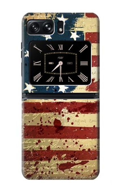 W2349 Old American Flag Hard Case and Leather Flip Case For Motorola Moto Razr 2022