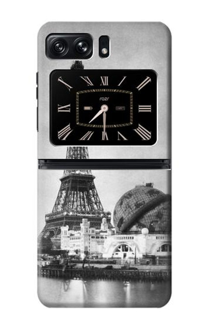 W2350 Old Paris Eiffel Tower Hard Case and Leather Flip Case For Motorola Moto Razr 2022