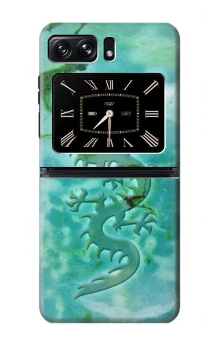 W2653 Dragon Green Turquoise Stone Graphic Hard Case and Leather Flip Case For Motorola Moto Razr 2022