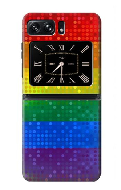 W2683 Rainbow LGBT Pride Flag Hard Case and Leather Flip Case For Motorola Moto Razr 2022