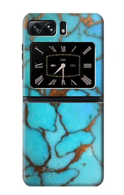 W2685 Aqua Turquoise Gemstone Graphic Printed Hard Case and Leather Flip Case For Motorola Moto Razr 2022