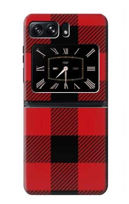 W2931 Red Buffalo Check Pattern Hard Case and Leather Flip Case For Motorola Moto Razr 2022