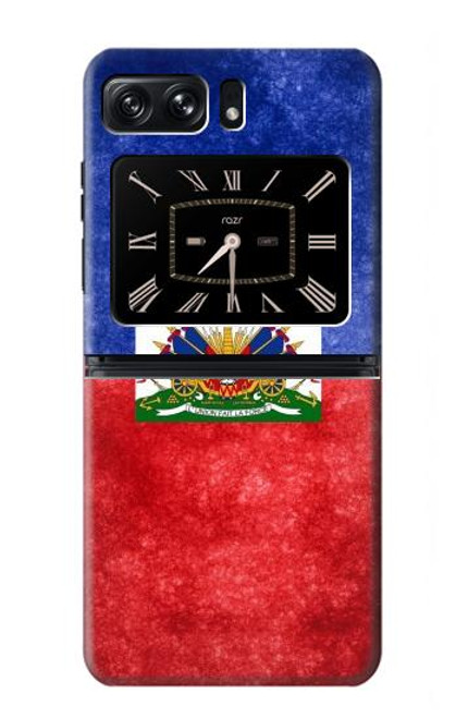 W3022 Haiti Flag Hard Case and Leather Flip Case For Motorola Moto Razr 2022