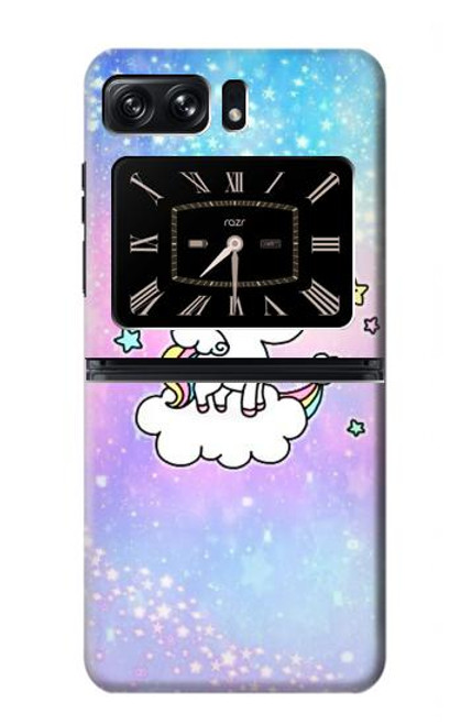 W3256 Cute Unicorn Cartoon Hard Case and Leather Flip Case For Motorola Moto Razr 2022