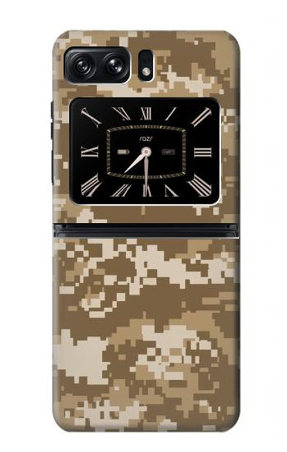 W3294 Army Desert Tan Coyote Camo Camouflage Hard Case and Leather Flip Case For Motorola Moto Razr 2022